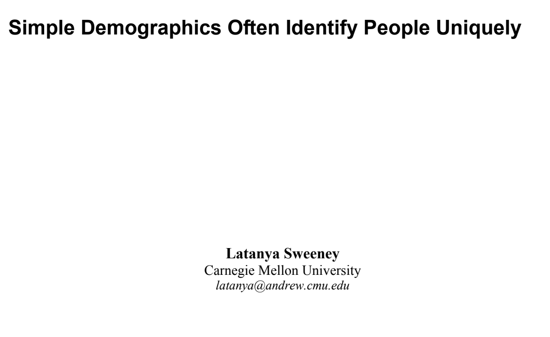 simple demographics often identify people uniquely