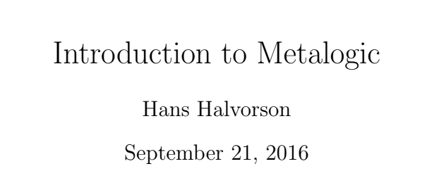 introduction to metalogic
